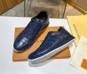 Мужские кожаные кроссовки Louis Vuitton 2024 темно-синие под рептилию