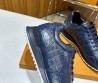 Мужские кожаные кроссовки Louis Vuitton 2024 темно-синие под рептилию