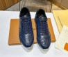 Мужские кожаные кроссовки Louis Vuitton 2024 темно-синие под рептилию