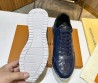 Мужские кожаные кроссовки Louis Vuitton 2024 темно-синие под рептилию