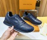 Мужские кожаные кроссовки Louis Vuitton 2024 темно-синие под рептилию
