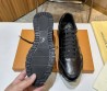 Мужские кожаные кроссовки Louis Vuitton 2024 черные под рептилию глянцевые
