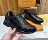 Мужские кожаные кроссовки Louis Vuitton 2024 черные под рептилию глянцевые