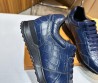 Мужские кожаные кроссовки Louis Vuitton 2024 темно-синие под рептилию глянцевые