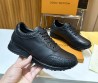 Мужские кожаные кроссовки Louis Vuitton 2024 черные с вставками под рептилию