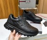 Мужские кожаные кроссовки Prada 2024 черные с эмблемой