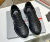 Мужские кожаные кроссовки Prada 2024 черные с эмблемой