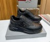 Мужские кожаные кроссовки Prada 2024 черные с вставкой под рептилию