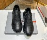 Мужские кожаные кроссовки Prada 2024 черные с вставкой под рептилию