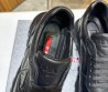 Мужские кожаные кроссовки Prada 2024 черные с вставкой под рептилию