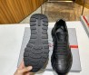 Мужские кожаные кроссовки Prada 2024 черные с вставкой под рептилию