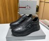 Мужские кожаные кроссовки Prada 2024 черные с вставкой под рептилию