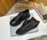 Мужские кожаные кроссовки Prada 2024 черные с вставкой под рептилию