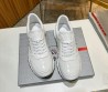 Мужские кожаные кроссовки Prada 2024 белые с вставкой под рептилию