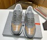 Мужские кожаные кроссовки Prada 2024 серые с бежевой вставкой под рептилию