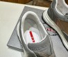 Мужские кожаные кроссовки Prada 2024 серые с бежевой вставкой под рептилию