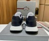 Мужские кожаные кроссовки Prada 2024 темно-синие с вставкой под рептилию