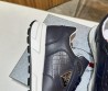 Мужские кожаные кроссовки Prada 2024 темно-синие с вставкой под рептилию