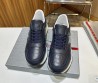 Мужские кожаные кроссовки Prada 2024 темно-синие с вставкой под рептилию