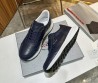 Мужские кожаные кроссовки Prada 2024 темно-синие с вставкой под рептилию