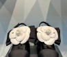 Женские комбинированные туфли Chanel 2024 черные с цветком