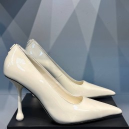 Женские кожаные туфли Jimmy Choo 2024 молочные лакированные