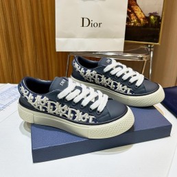 Мужские комбинированные кроссовки Christian Dior 2024 синие с белой вышивкой
