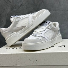 Мужские комбинированные кроссовки Dolce & Gabbana 2024 белые с серым