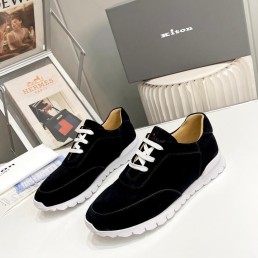 Мужские замшевые кроссовки Kiton 2024 черные