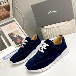 Мужские замшевые кроссовки Kiton 2024 синие