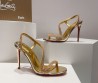 Женские кожаные босоножки Christian Louboutin 2024 золотые в стразах каблук 10,5 см