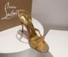 Женские кожаные босоножки Christian Louboutin 2024 золотые в стразах каблук 10,5 см