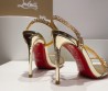 Женские кожаные босоножки Christian Louboutin 2024 золотые в стразах каблук 10,5 см