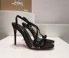 Женские кожаные босоножки Christian Louboutin 2024 черные в стразах каблук 10,5 см