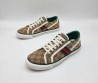 Женские текстильные кеды Gucci 2024 коричневые с мелкими эмблемами