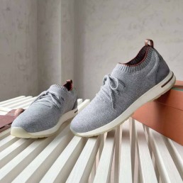 Мужские текстильные кроссовки Loro Piana 2024 серые