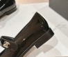Женские кожаные туфли Chanel 2024 черные с ремешком лакированные
