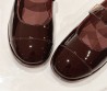 Женские кожаные туфли Chanel 2024 бордовые с ремешком лакированные