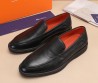 Мужские кожаные лоферы Santoni 2024 черные с черной подошвой