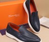 Мужские кожаные лоферы Santoni 2024 синие