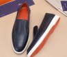 Мужские кожаные лоферы Santoni 2024 синие