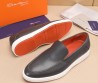 Мужские кожаные лоферы Santoni 2024 серые