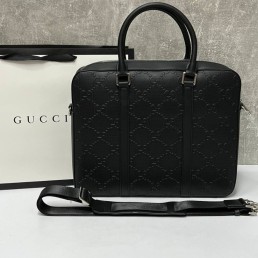 Женский кожаный портфель Gucci 2024 черный 35х29х7