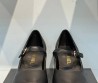 Женские кожаные туфли Chanel 2024 черные на каблуке в стразах