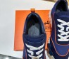 Мужские комбинированные кроссовки Hermes 2024 синие с оранжевым