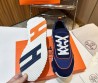 Мужские комбинированные кроссовки Hermes 2024 синие с оранжевым