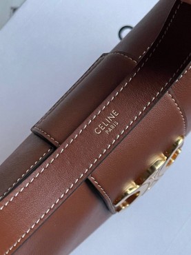 Женская кожаная сумка Celine 2024 коричневая с логотипом