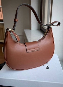 Женская кожаная сумка Celine 2024 коричневая с логотипом