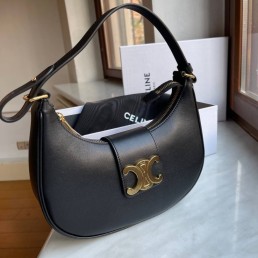 Женская кожаная сумка Celine 2024 черная с логотипом