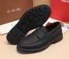Мужские кожаные лоферы Loro Piana Travis 2024 черные матовые
